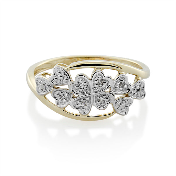 9CT YELLOW GOLD DIAMOND DRESS RING TDW 6 = 0.02 H P1 SIZE O