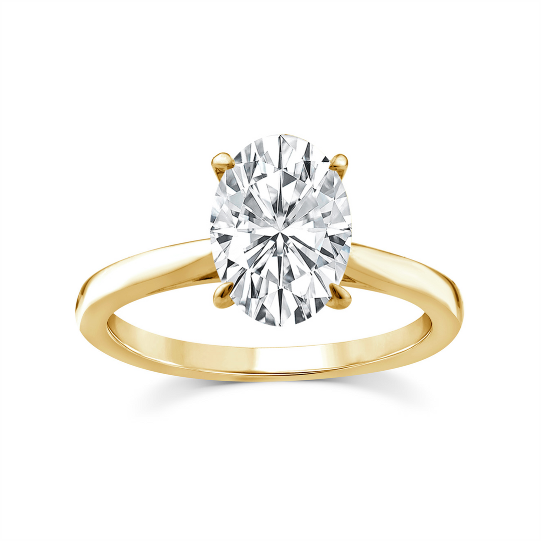 9CT YELLOW GOLD 2.00CT F VS OVAL LAB GROWN DIAMOND 4 CLAW RING SIZE P