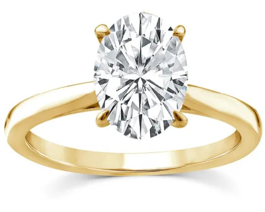 9CT YELLOW GOLD 2.00CT F VS2 LAB GROWN DIAMOND OVAL 4 CLAW RING SIZE P