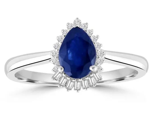 9CT WHITE GOLD SAPPHIRE AND DIAMOND RING TDW=0.08CT HI I1 SIZE P