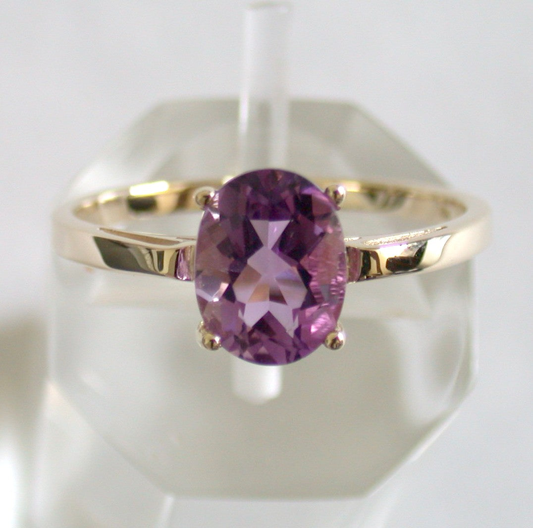 9CT YELLOW GOLD AMETHYST RING 1X 8X6mm AMETHYST Size M