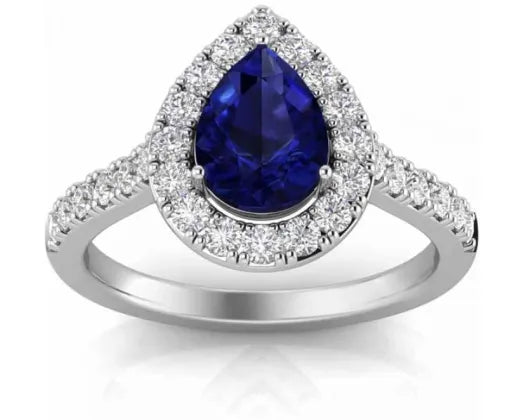 18CT WHITE GOLD SAPPHIRE AND DIAMOND RING TDW=0.50CT HI I1 SIZE L