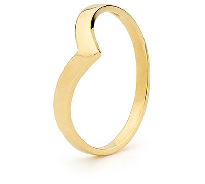 9CT YELLOW GOLD WISHBONE RING