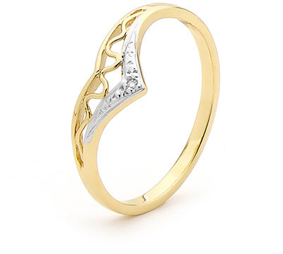 9CT GOLD DIAMOND WISHBONE RING