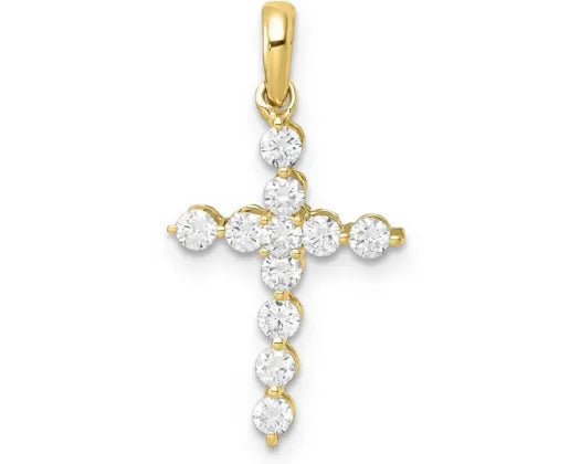 9CT YELLOW GOLD 0.40CT F VS LAB GROWN DIAMOND CROSS PENDANT ON 9CT YELLOW GOLD CABLE CHAIN 40-45CM