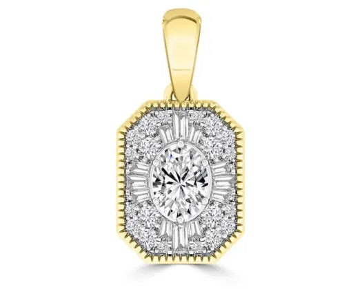 9CT YELLOW GOLD 0.50CT DIAMOND PENDANT HI I1