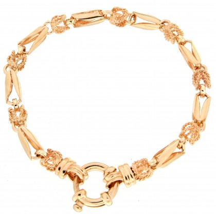 9CT ROSE GOLD HANDMADE TULLIP1 BRACELET 18.5CM