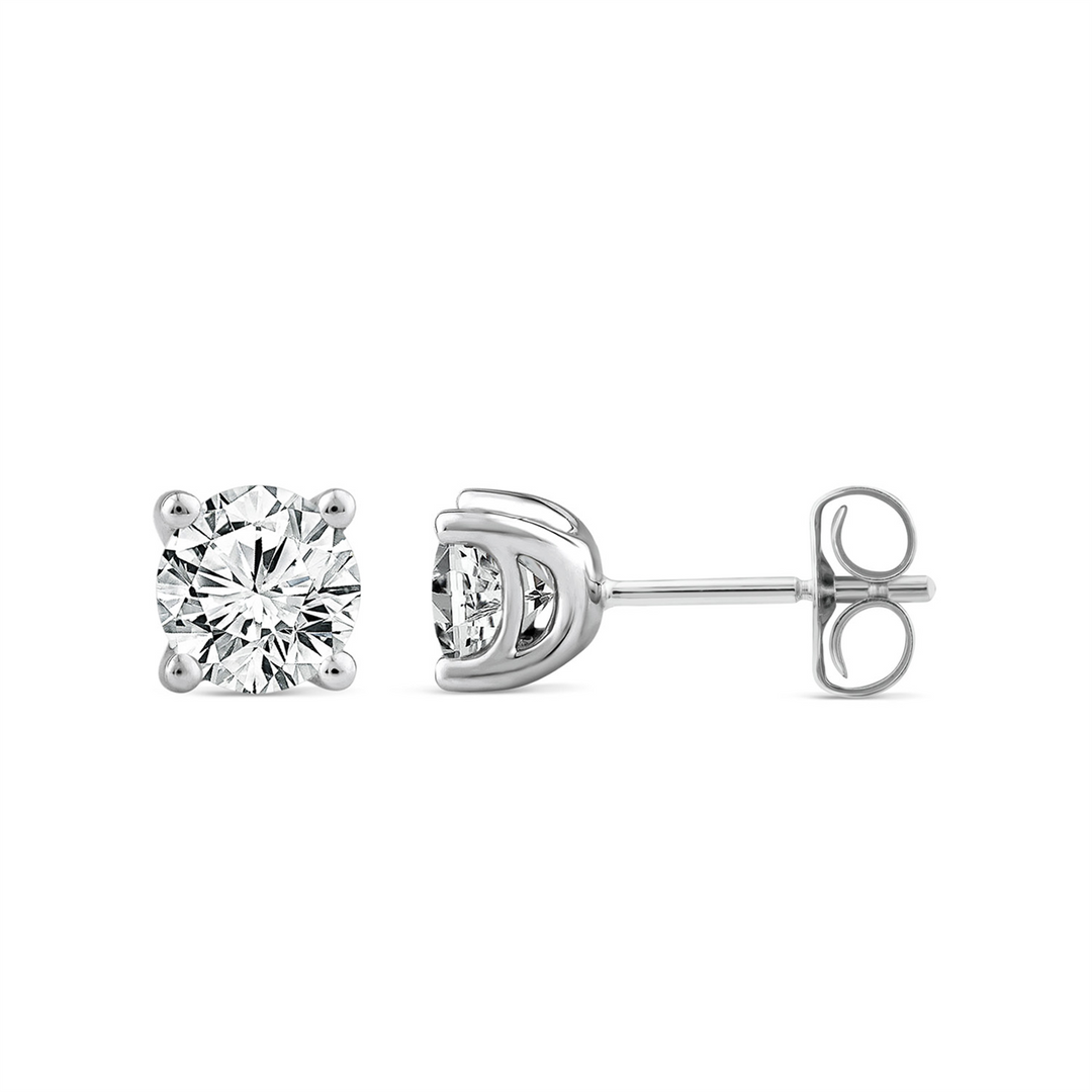 9CT WHITE GOLD 1.00CT F VS LAB GROWN DIAMOND 4 CLAW STUD EARRINGS
