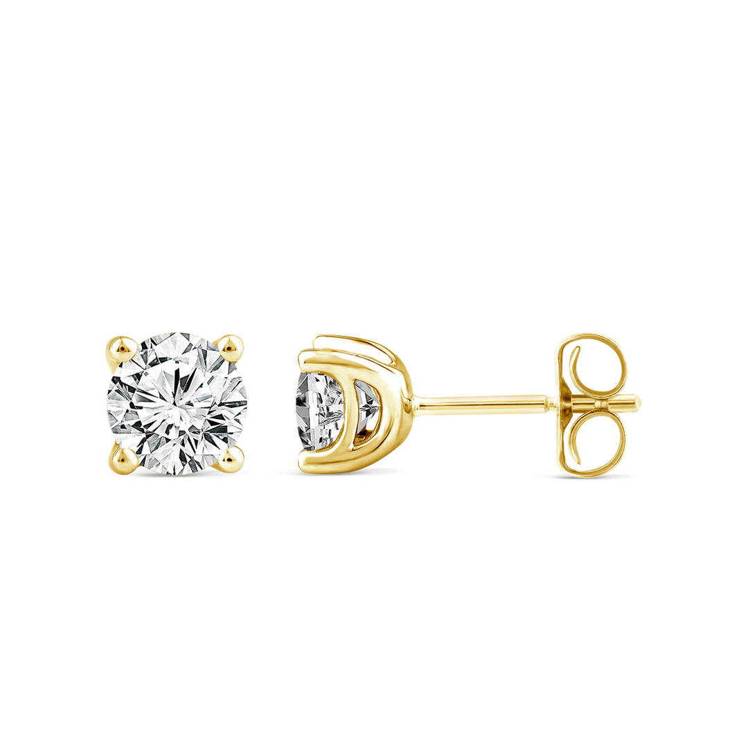 9CT YELLOW GOLD 1.00CT F VS LAB GROWN DIAMOND 4 CLAW STUD EARRINGS