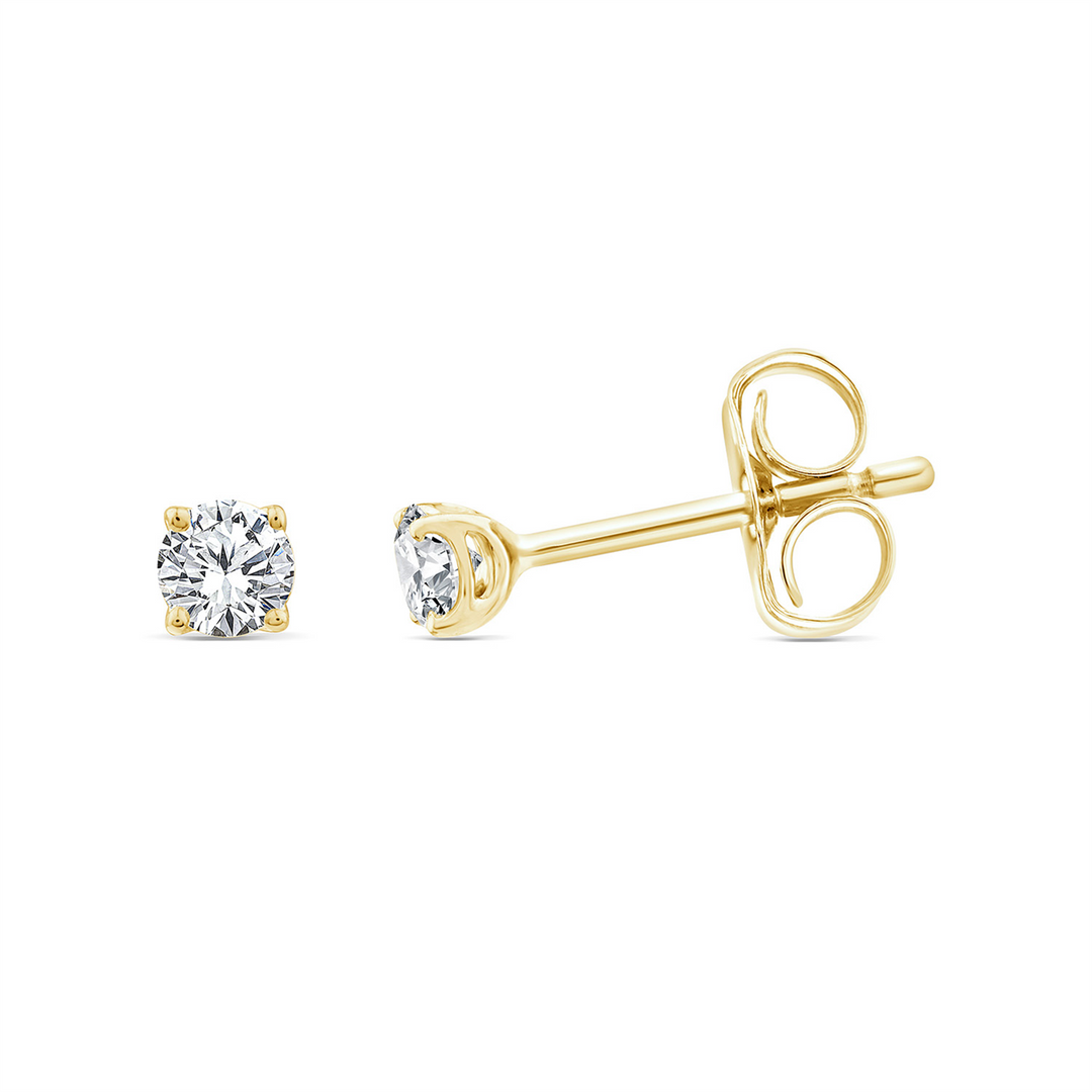 9CT YELLOW GOLD 0.25CT TW F VS LAB GROWN DIAMOND 4 CLAW STUD EARRINGS