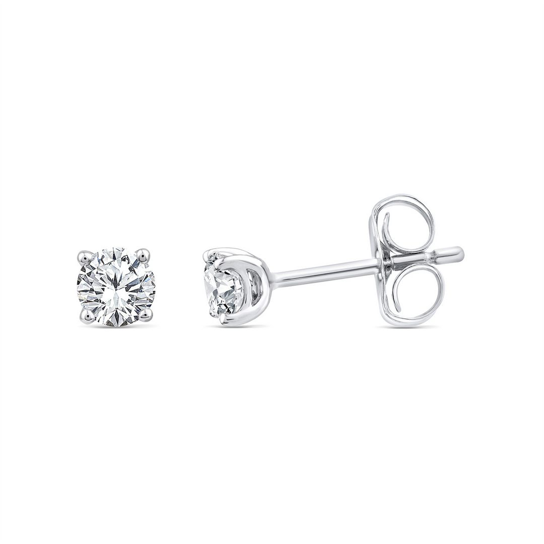 9CT WHITE GOLD 0.10CT F VS LAB GROWN DIAMOND 4 CLAW STUD EARRINGS