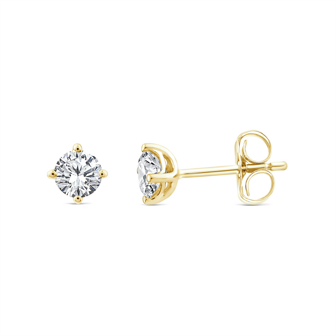 9CT YELLOW GOLD 0.10CT F VS LAB GROWN DIAMOND 4 CLAW STUD EARRINGS
