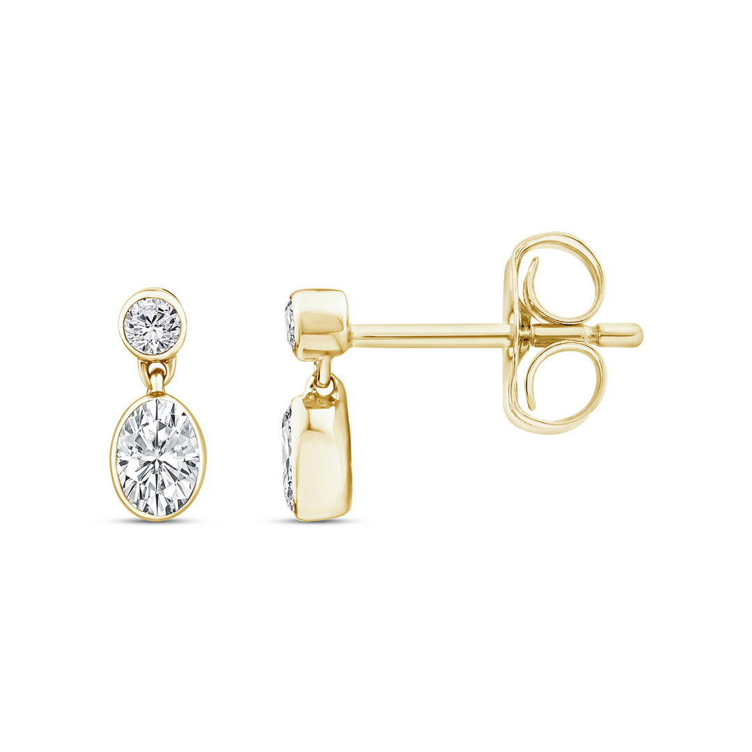 9CT YELLOW GOLD 0.33CT F VS LAB GROWN DIAMOND OVAL DROP EARRINGS