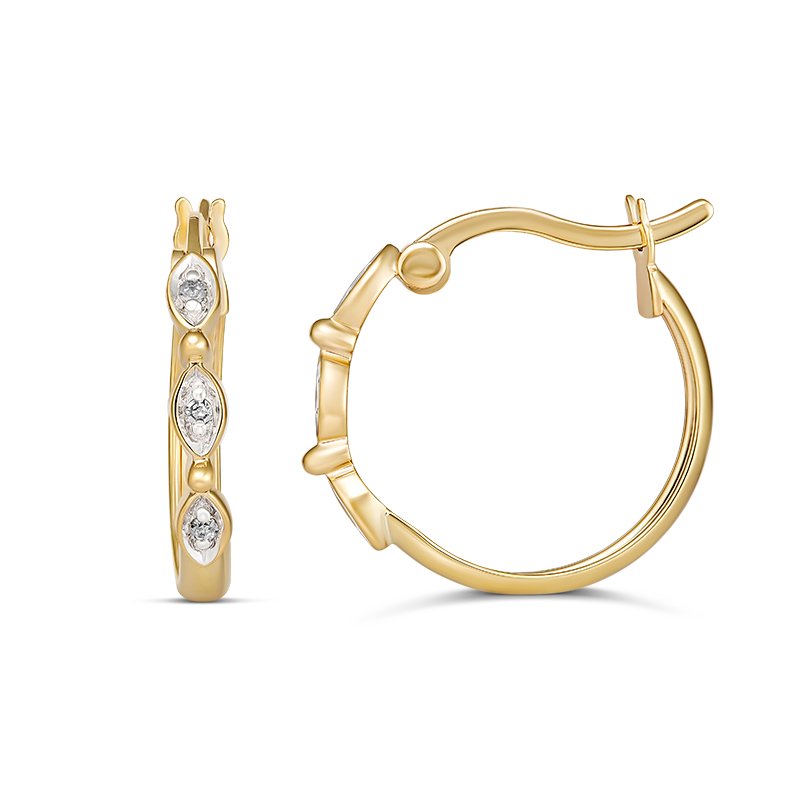 9ct yellow gold diamond huggie earrings TDW=0.005ct