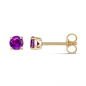 9CT GOLD 4mm AMETHYST STUD EARRINGS FEBRUARY BIRTHSTONE