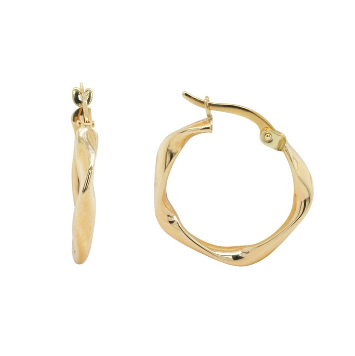 9CT YELLOW GOLD SWIRL HOOP EARRINGS