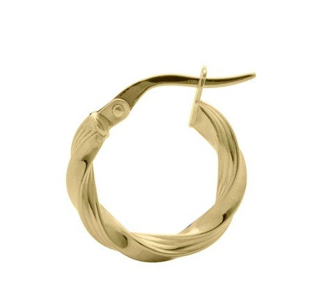 9CT GOLD TWIST HOOP EARRINGS