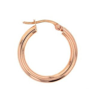 9CT ROSE GOLD PLAIN 15MM HOOP EARRING