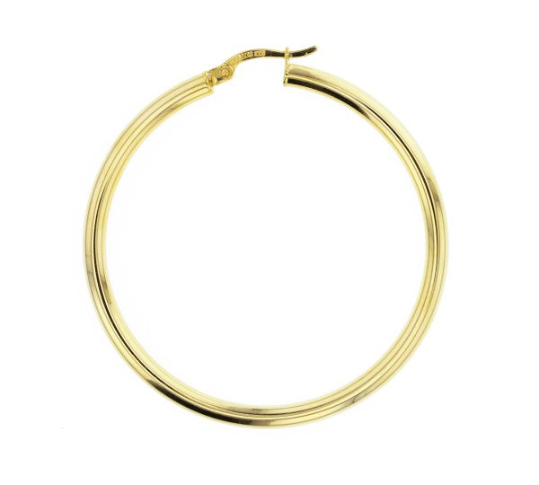 9CT SILVER FILLED 3mm X 40mm HOOP EARRINGS