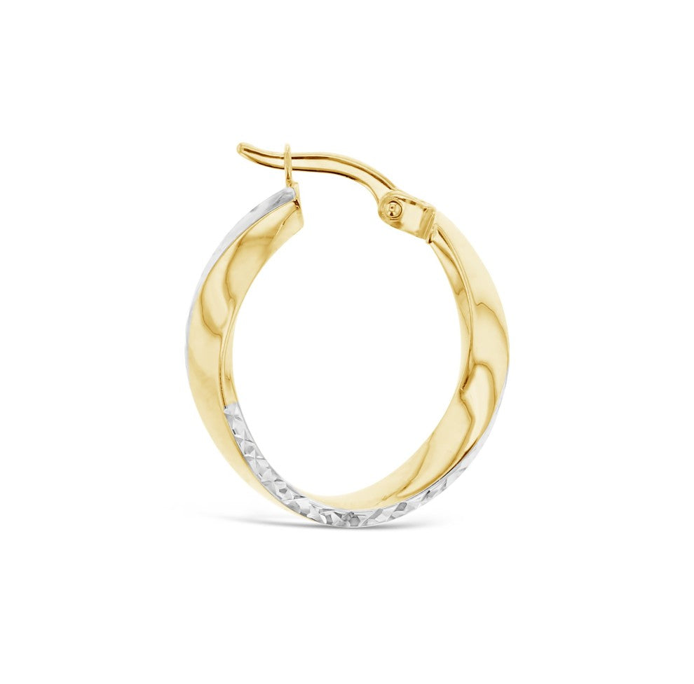 9CT SILVER FILLED 3MMX14MM DIAMOND CUT HOOP EARRINGS