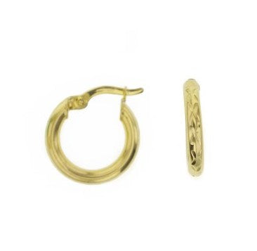 9CT SILVER FILLED 2.5MMX10MM D/CUT HOOP EARRINGS