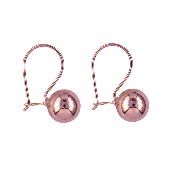 9ct Rose Gold 8mm Euroball Earrings