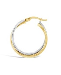 9CT SILVER FILLED TWO TONE HOOP EARRINGS