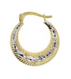 9CT SILVER FILLED 4MMX12MM FANCY HOOP EARRINGS