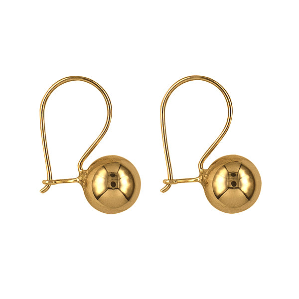 9CT 8MM EURO BALL EARRING