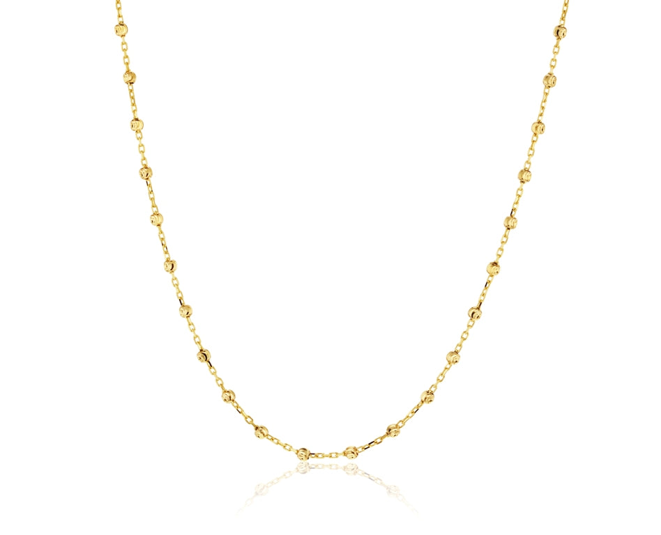 9CT YELLOW GOLD CABLE CHAIN WITH D/CUT BALLS 45CM + 3CM EXT