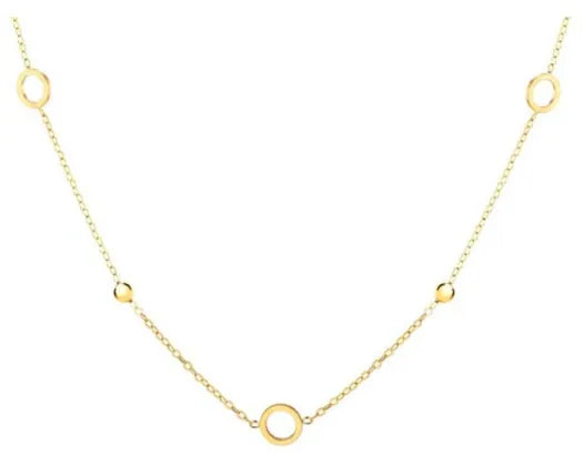 9CT YELLOW GOLD CIRCLE BEAD NECKLACE 45CM