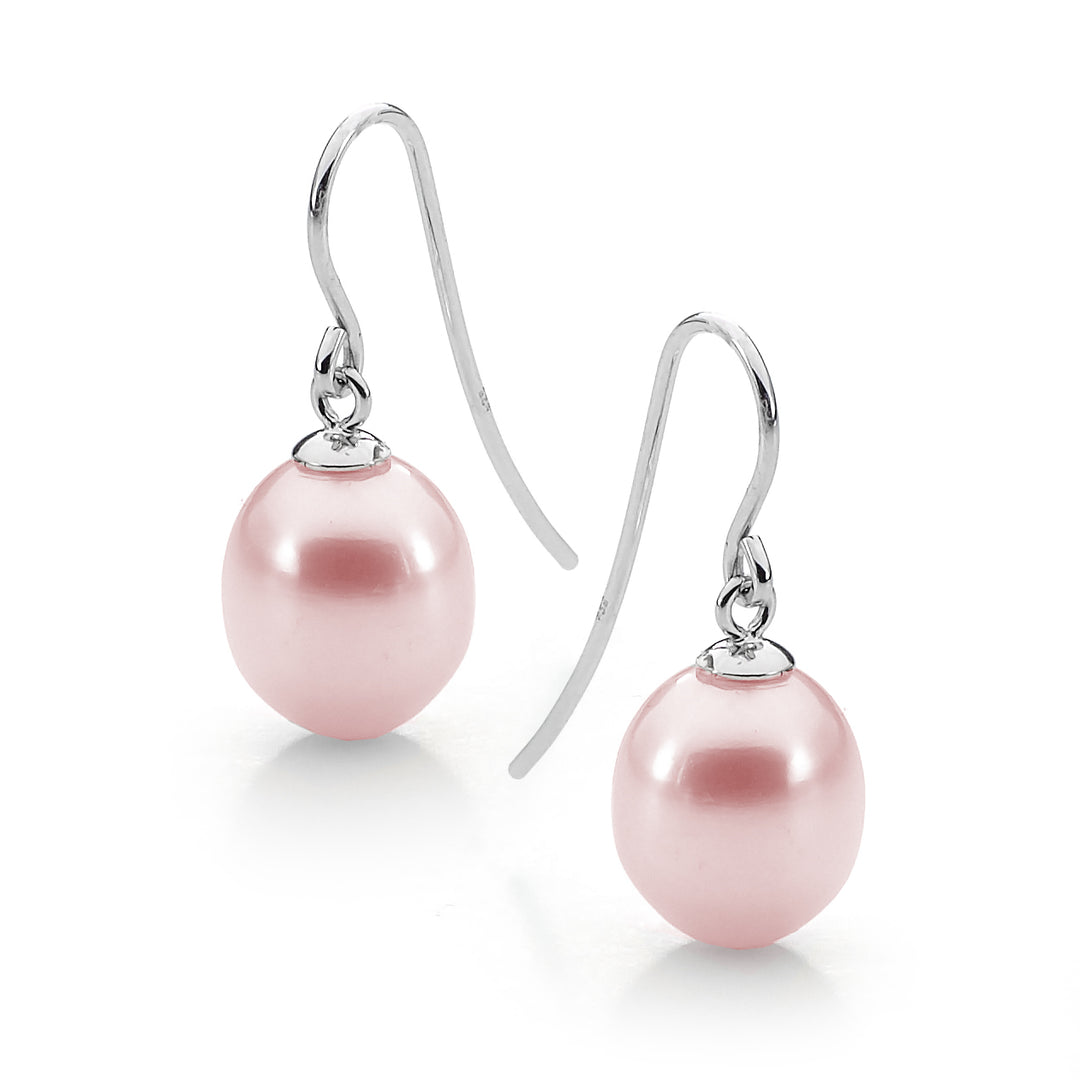 S/S PINK 7.5-8MM FWP SHEP HOOK EARRINGS