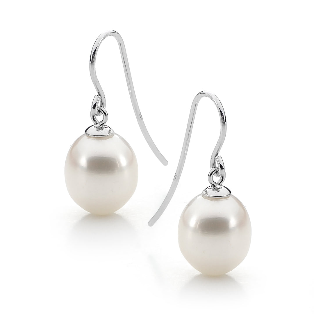 S/S WHITE 9-9.5MM FWP SHEP HOOK EARRINGS