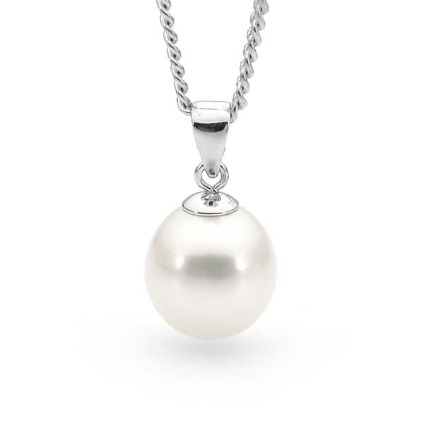 SS WHITE 7.5mm-8mm DROP FRESHWATER PEARL PENDANT