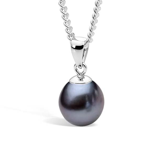 SS DYED BLACK 9-9.5mm FRESHWATER PEARL PENDANT