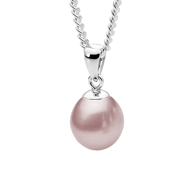 S/S PINK 9-9.5MM FWP PENDANT