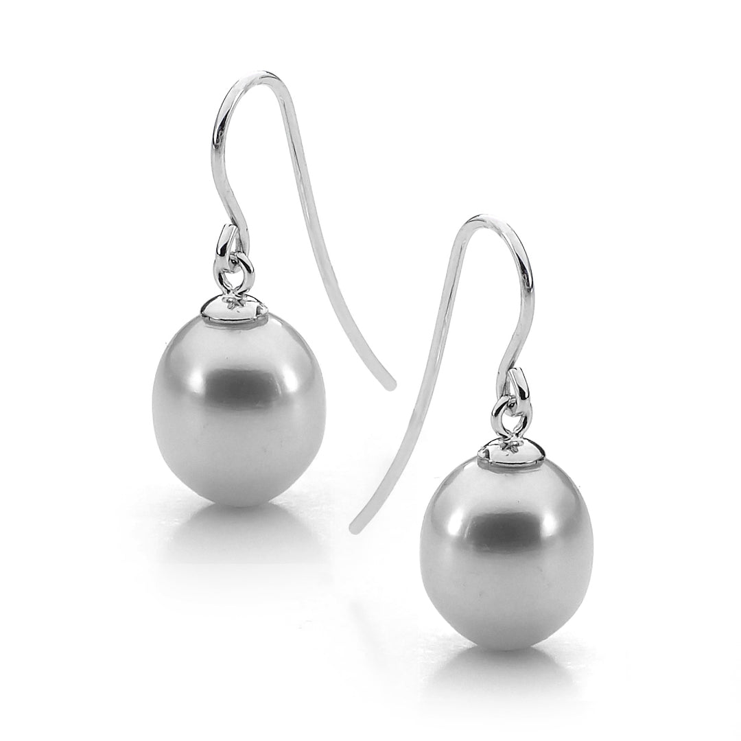 S/S DYED GREY 7.5-8MM FWP SHEP HOOKS EARRINGS