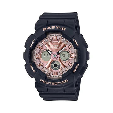 BABY G DUO S/WTCH ALARM 100M WR PINK FACE & BEZ GREEN RES BAND