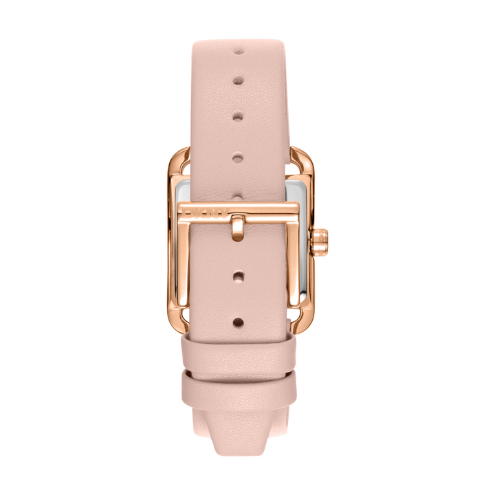 DKNY CITY MIDI SILVER PINK LEATHER BAND WATCH