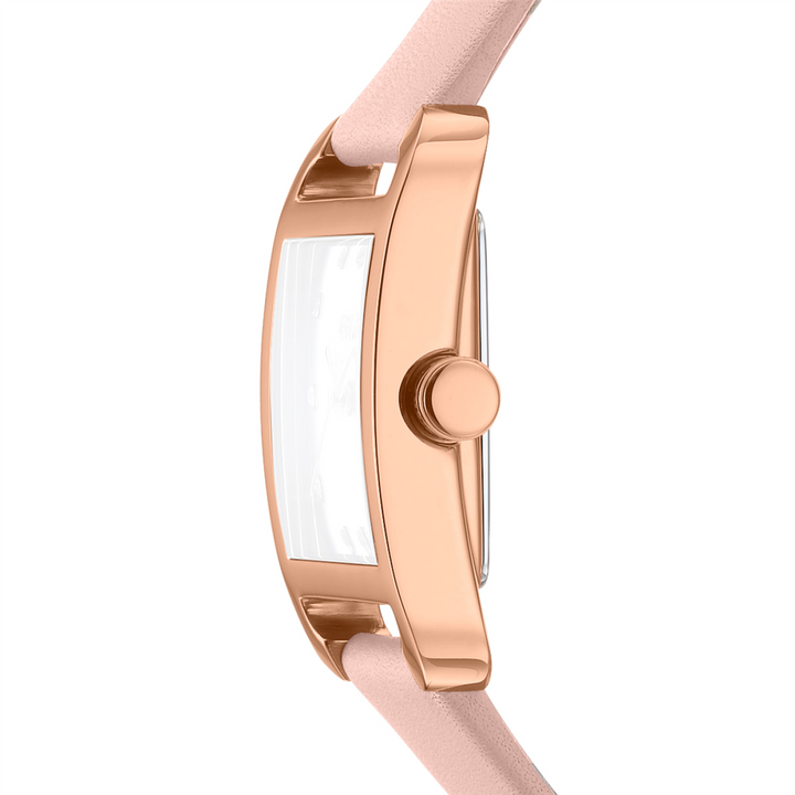 DKNY CITY MIDI SILVER PINK LEATHER BAND WATCH