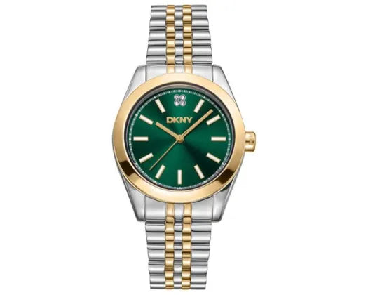 DKNY NOLITA MIDI GREEN DIAL TT BLET WATCH 32mm