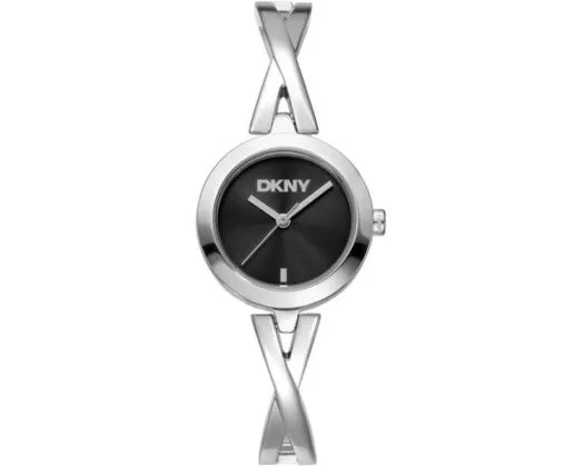 DKNY BLK DI SS XOVER HALF BANGLE WATCH 26mm