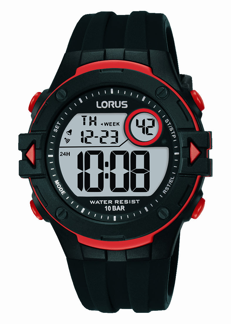 Lorus Black & Red Digital Watch 100m