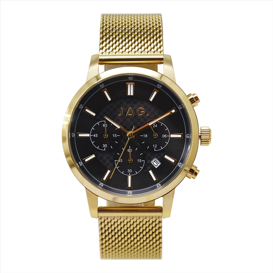 JAG BYRON BLK DIAL IPG 42MM IPG STP WATCH