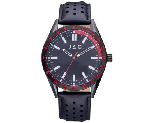JAG SANDOWN BLACK DIAL IP BLACK 44mm BLACK STRAP WATCH