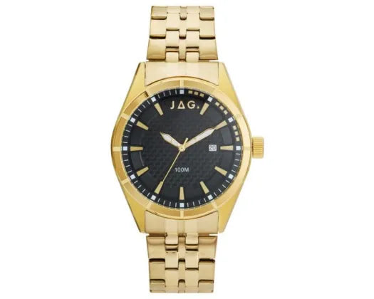 JAG FORSTER BLACK DIAL IPG 42mm IPG BRACELET WATCH