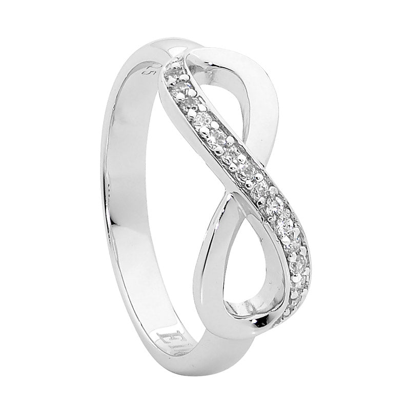 SS HALF SIDE WH CZ INFINITY RING SIZE 7