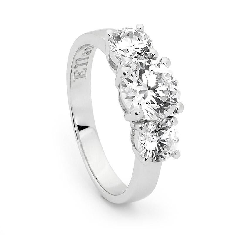 SS TRIPLE ROUND WH CZ CLAW SET RING