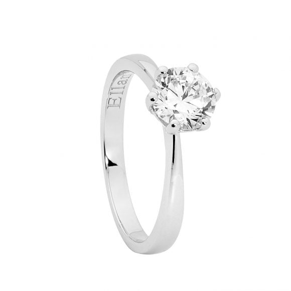 SS WH CZ 7MM SOLITAIRE RING SIZE 9