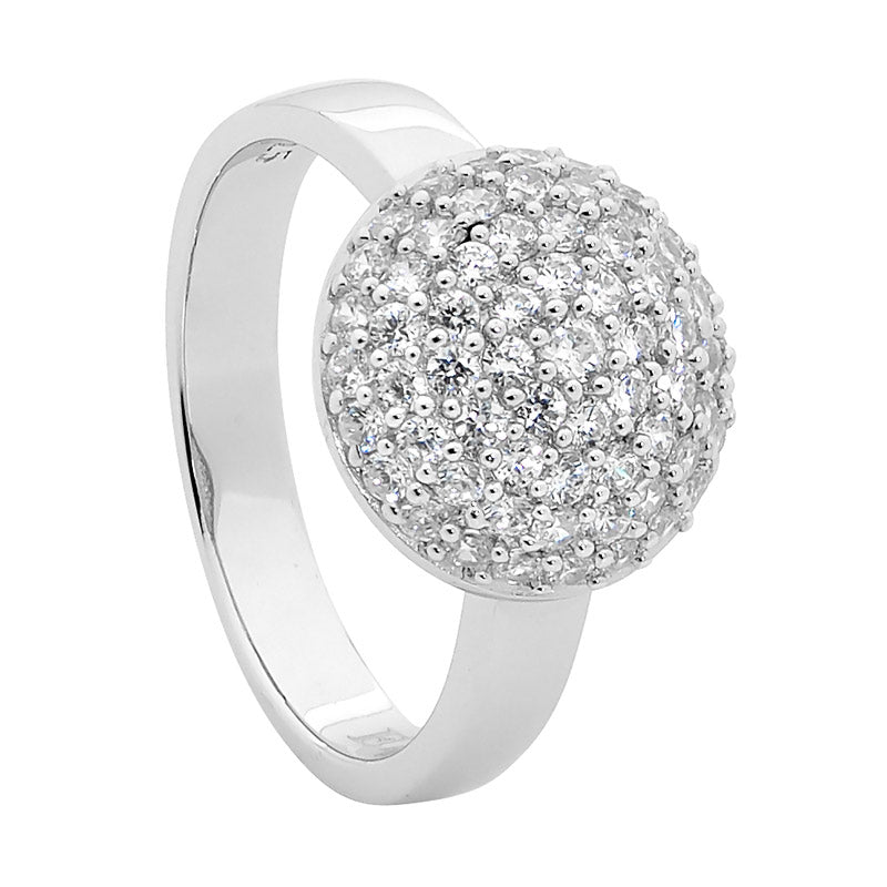 SS WH CZ PAVE DOME CIRCLE RING SIZE 6